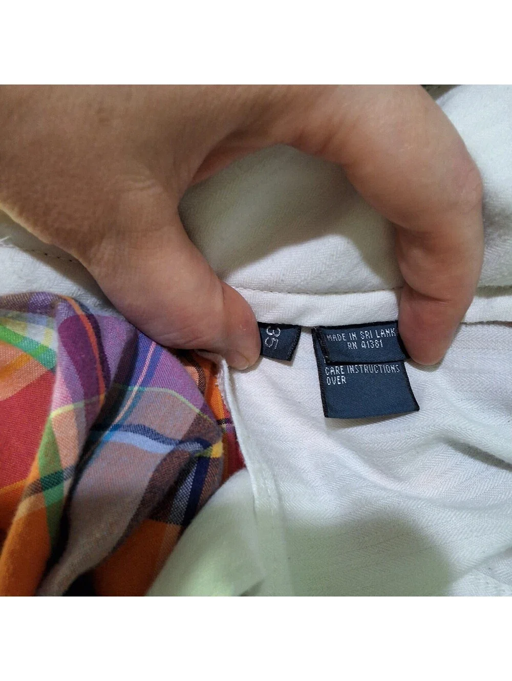 Authentic Indian Madras Orange Plaid Cotton Shorts by Ralph Lauren, Size 35